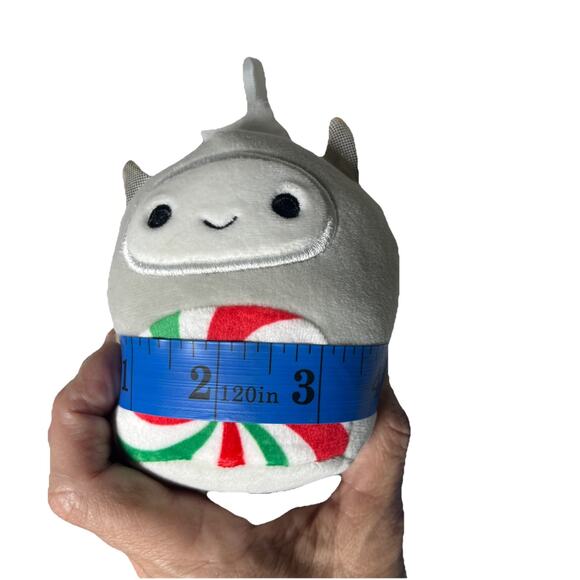 Squishmallow Nissa Yeti Peppermint Swirl 4" Plush Christmas Ornament Gray HTF - Picture 9 of 9